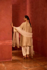 EMBROIDERED TUNIC TROUSER SET- OAT/PEARL