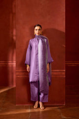 EMBROIDERED TUNIC TROUSER SET- LAVENDER