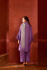 EMBROIDERED TUNIC TROUSER SET- LAVENDER