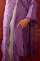 EMBROIDERED TUNIC TROUSER SET- LAVENDER