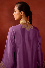 EMBROIDERED TUNIC TROUSER SET- LAVENDER/PEARL