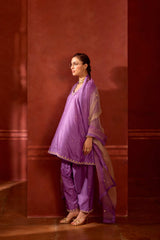 EMBROIDERED TUNIC TROUSER SET- LAVENDER