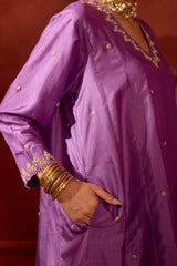 EMBROIDERED TUNIC TROUSER SET- LAVENDER
