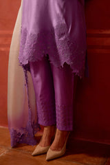 EMBROIDERED TUNIC TROUSER SET- LAVENDER