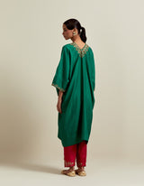 EMBROIDERED TUNIC TROUSER SET- GREEN/FUSCHIA