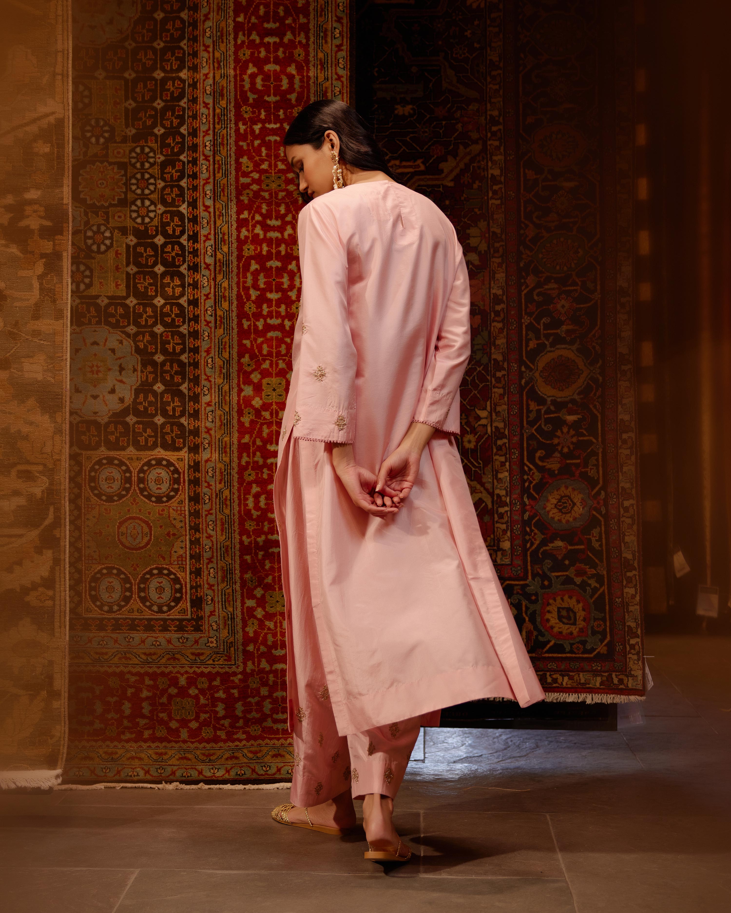 EMBROIDERED TUNIC TROUSER SET- BLUSH – BRIH