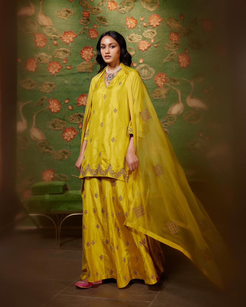HAND EMBROIDERED DUPATTA- MUSTARD