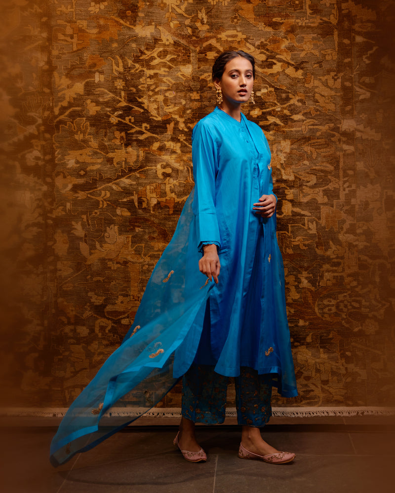 EMBROIDERED TUNIC TROUSER SET- FIROZI