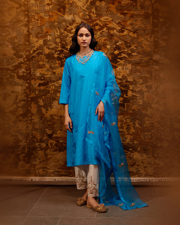 EMBROIDERED TUNIC TROUSER SET- FIROZI