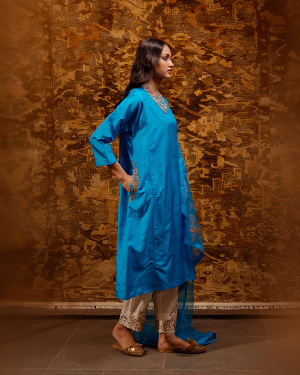 EMBROIDERED TUNIC TROUSER SET- FIROZI