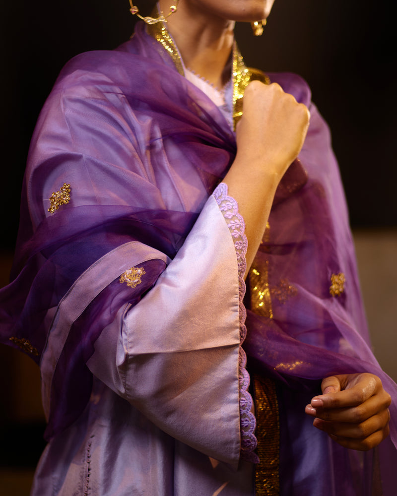 EMBROIDERED TUNIC TROUSER SET- LILAC