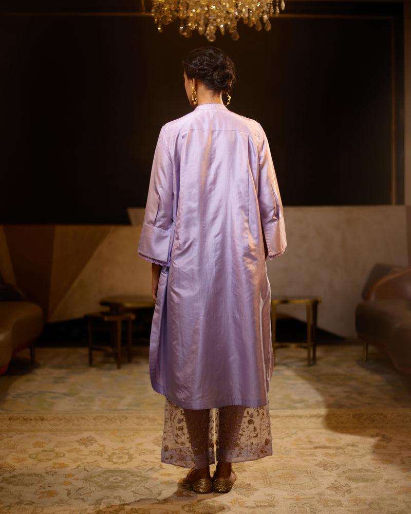 EMBROIDERED TUNIC TROUSER SET- LILAC