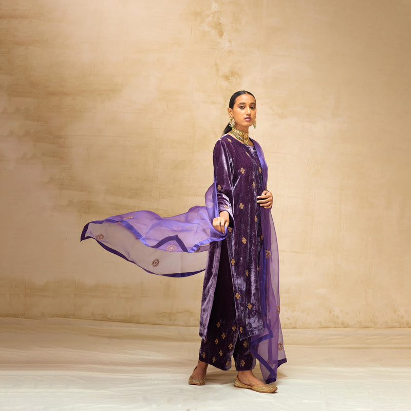 SILK VELVET TUNIC TROUSER SET