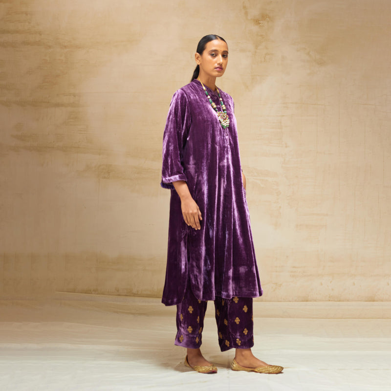 SILK VELVET TUNIC TROUSER SET