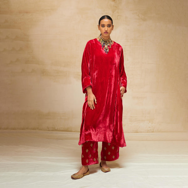 SILK VELVET TUNIC TROUSER SET