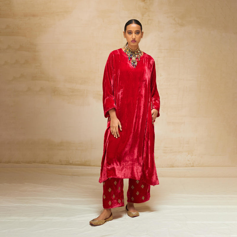 SILK VELVET TUNIC TROUSER SET