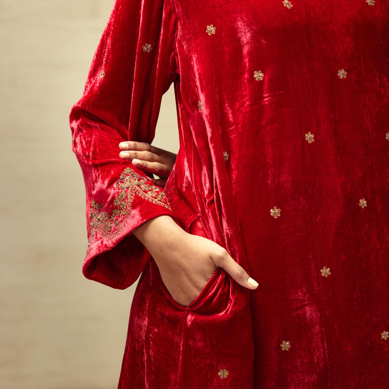 SILK VELVET TUNIC TROUSER SET