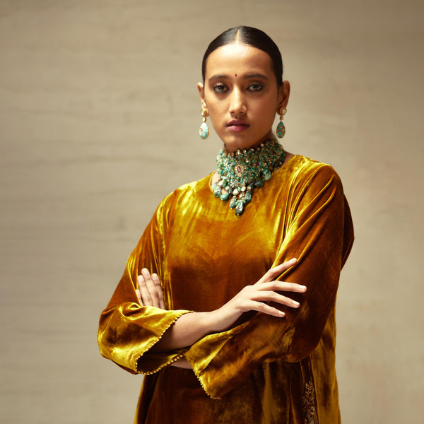 SILK VELVET TUNIC TROUSER SET