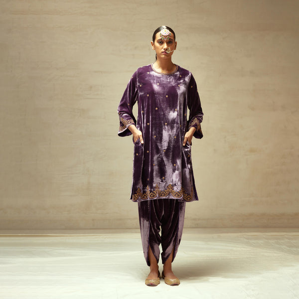 SILK VELVET TUNIC TROUSER SET