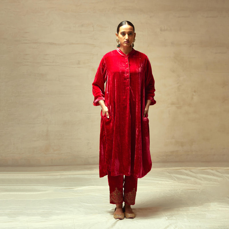 SILK VELVET TUNIC TROUSER SET