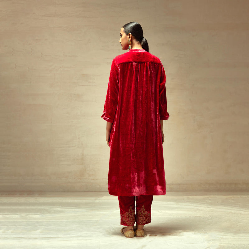 SILK VELVET TUNIC TROUSER SET