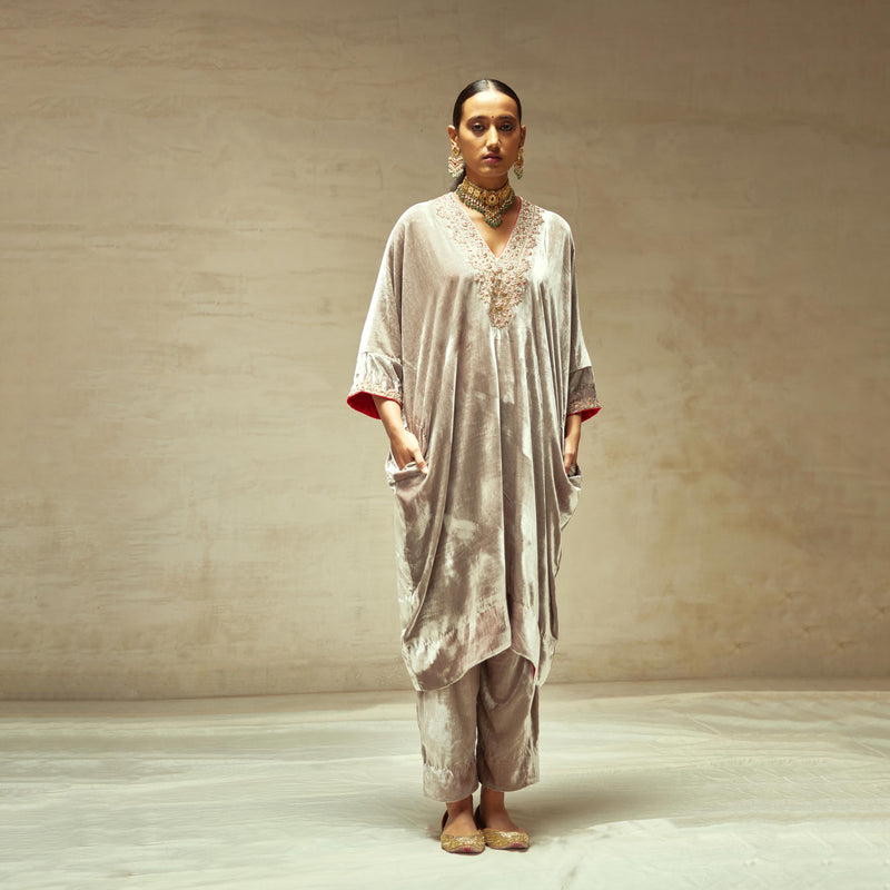 SILK VELVET TUNIC TROUSER SET