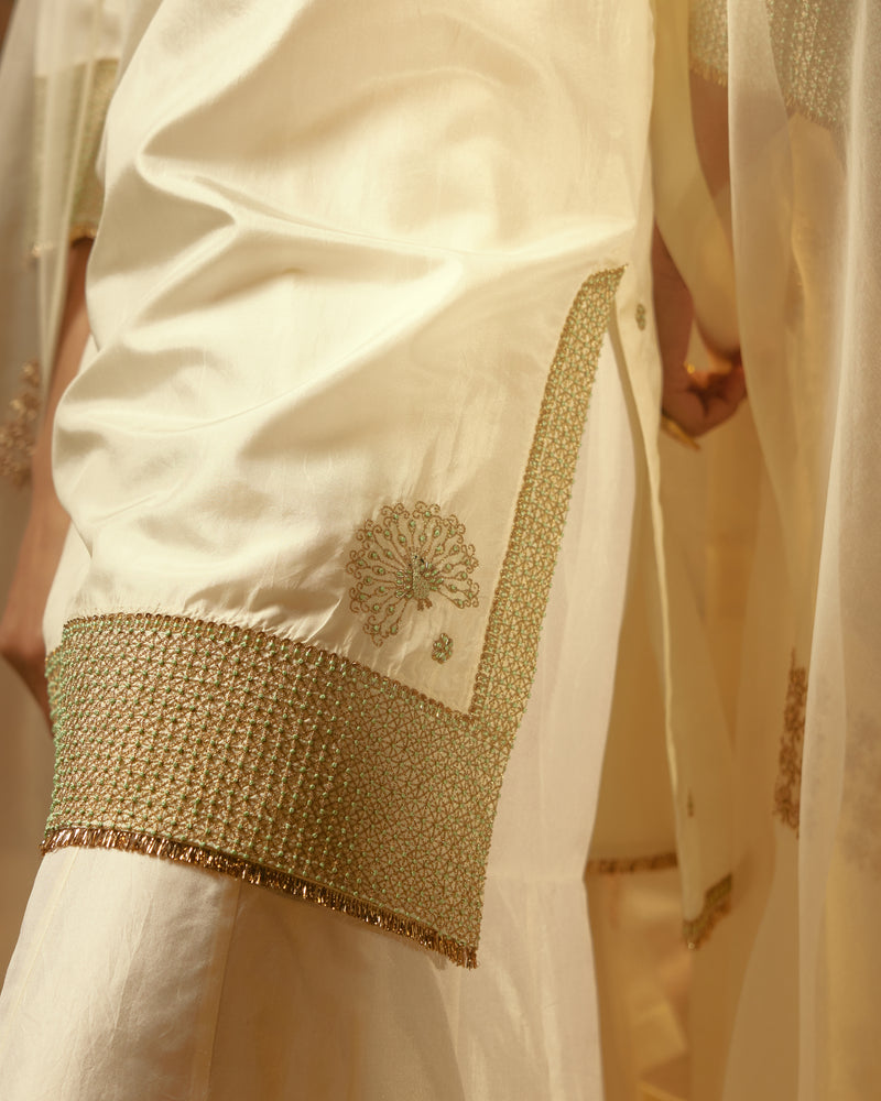 EMBROIDERED TUNIC TROUSER SET- IVORY