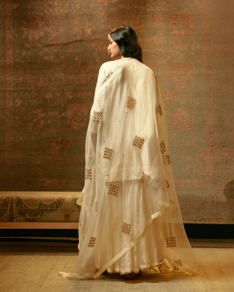 EMBROIDERED TUNIC TROUSER SET- IVORY