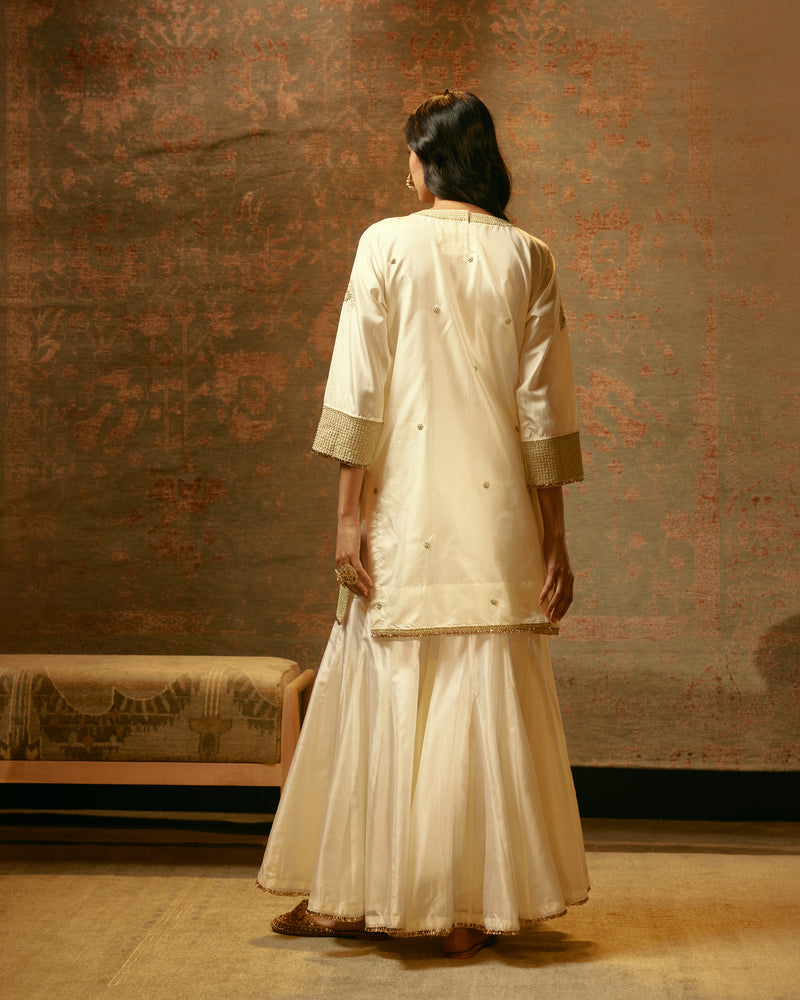 EMBROIDERED TUNIC TROUSER SET- IVORY