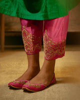 EMBROIDERED TUNIC TROUSER SET- GREEN/PINK