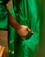 EMBROIDERED TUNIC TROUSER SET- GREEN/PINK