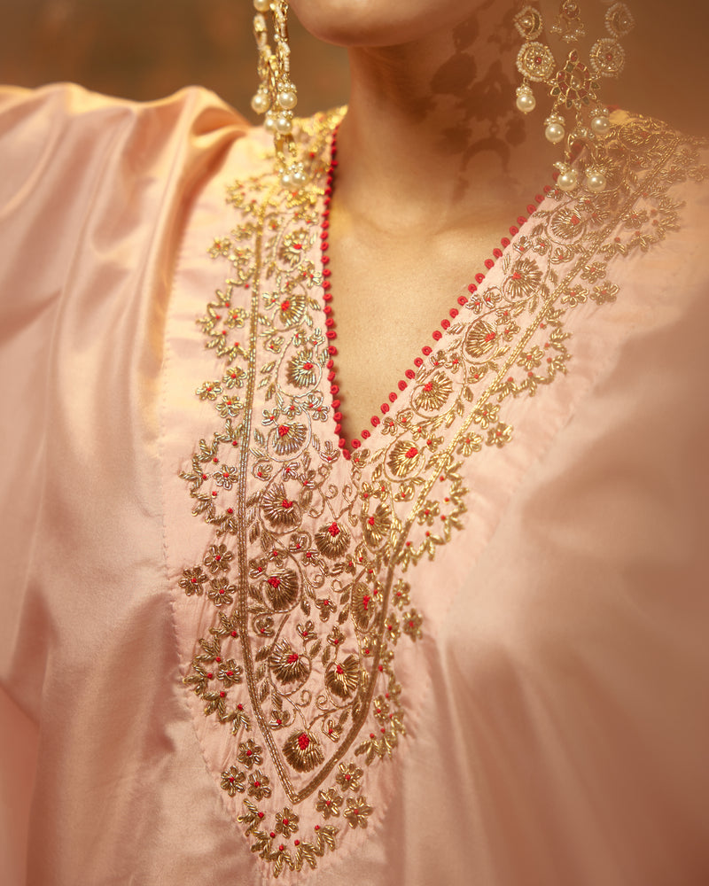 EMBROIDERED TUNIC TROUSER SET- BLUSH