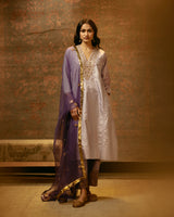 EMBROIDERED TUNIC TROUSER SET- LILAC
