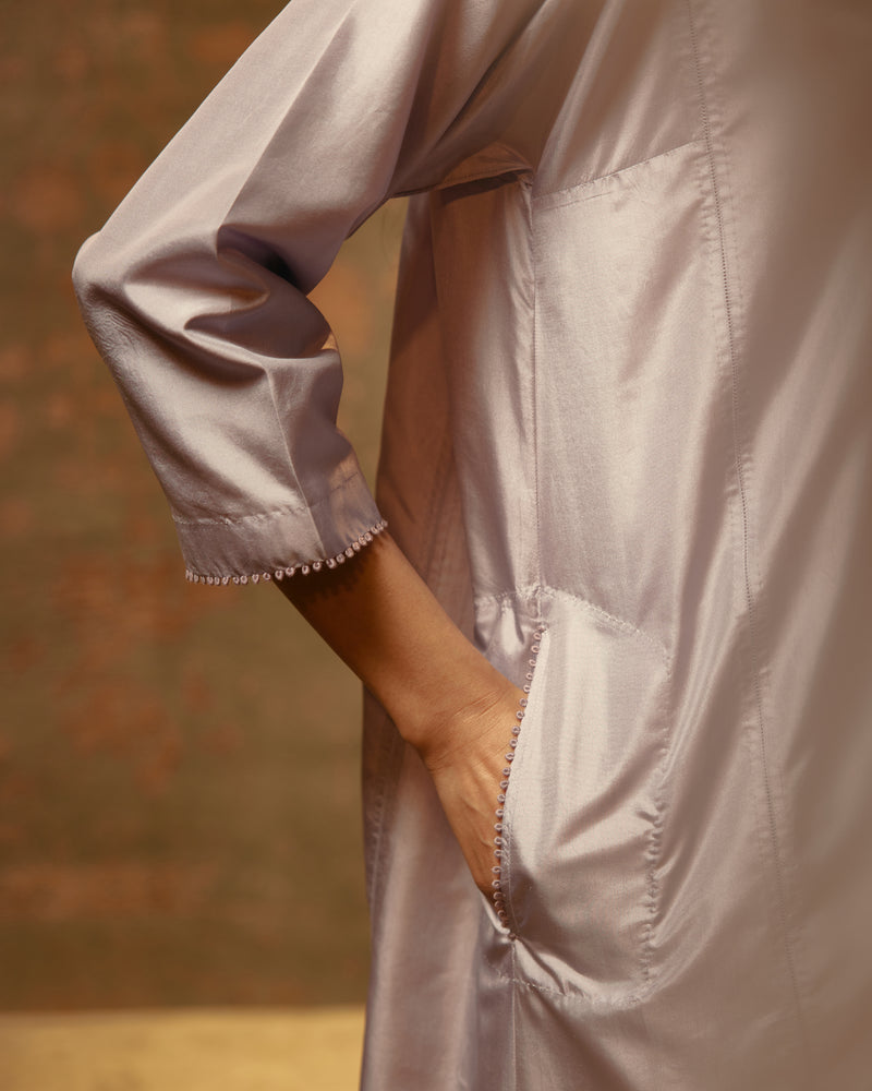 EMBROIDERED TUNIC TROUSER SET- LILAC