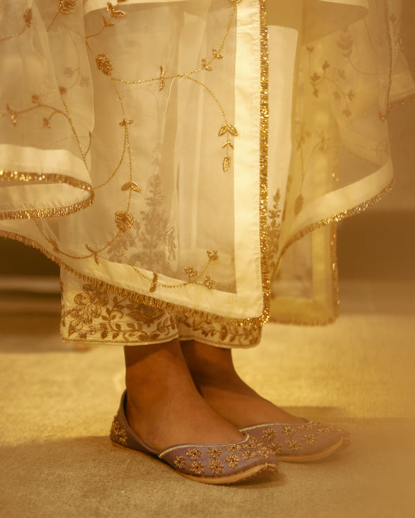EMBROIDERED TUNIC TROUSER SET- IVORY