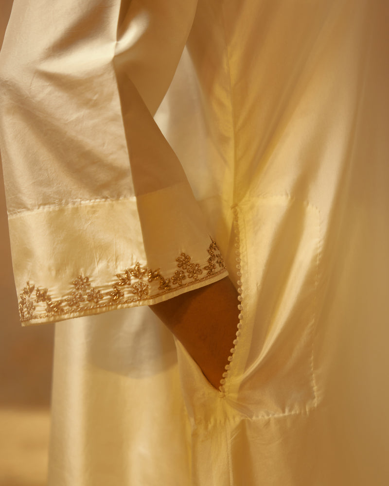 EMBROIDERED TUNIC TROUSER SET- IVORY