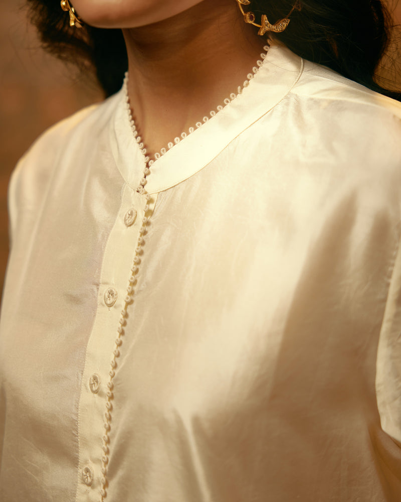 EMBROIDERED TUNIC TROUSER SET- IVORY