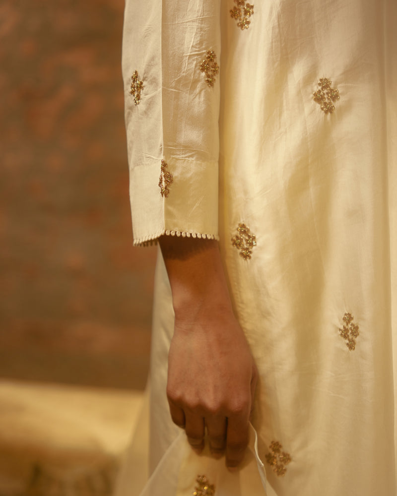 EMBROIDERED TUNIC TROUSER SET- IVORY