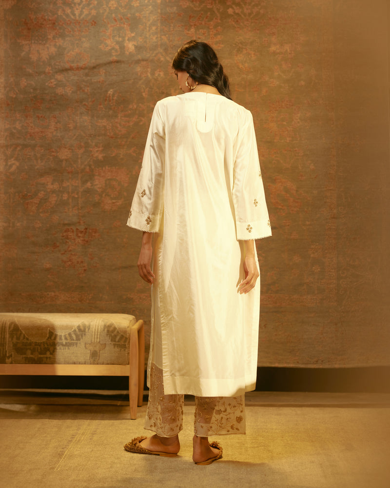 EMBROIDERED TUNIC TROUSER SET- IVORY