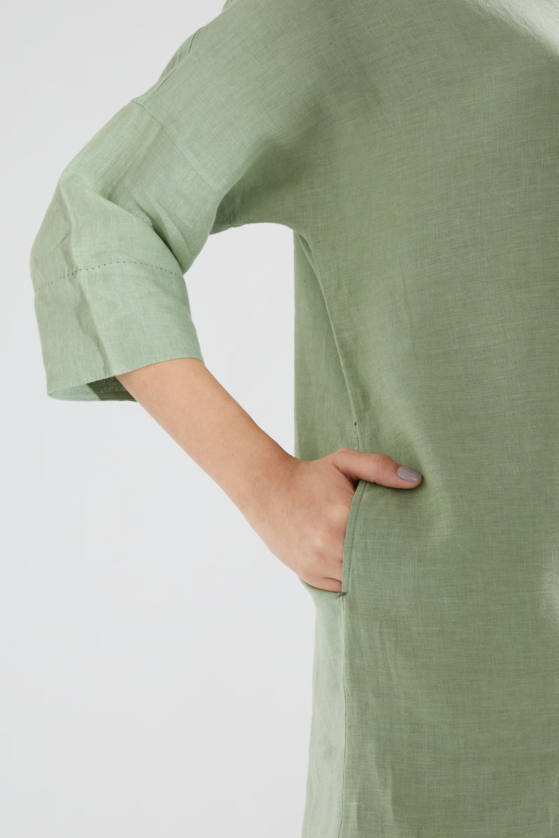 Drop-shoulder, Button-up Tunic with Pants