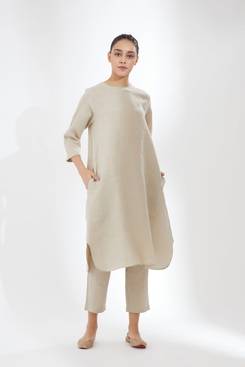 Rounded Hem Tunic With Pants