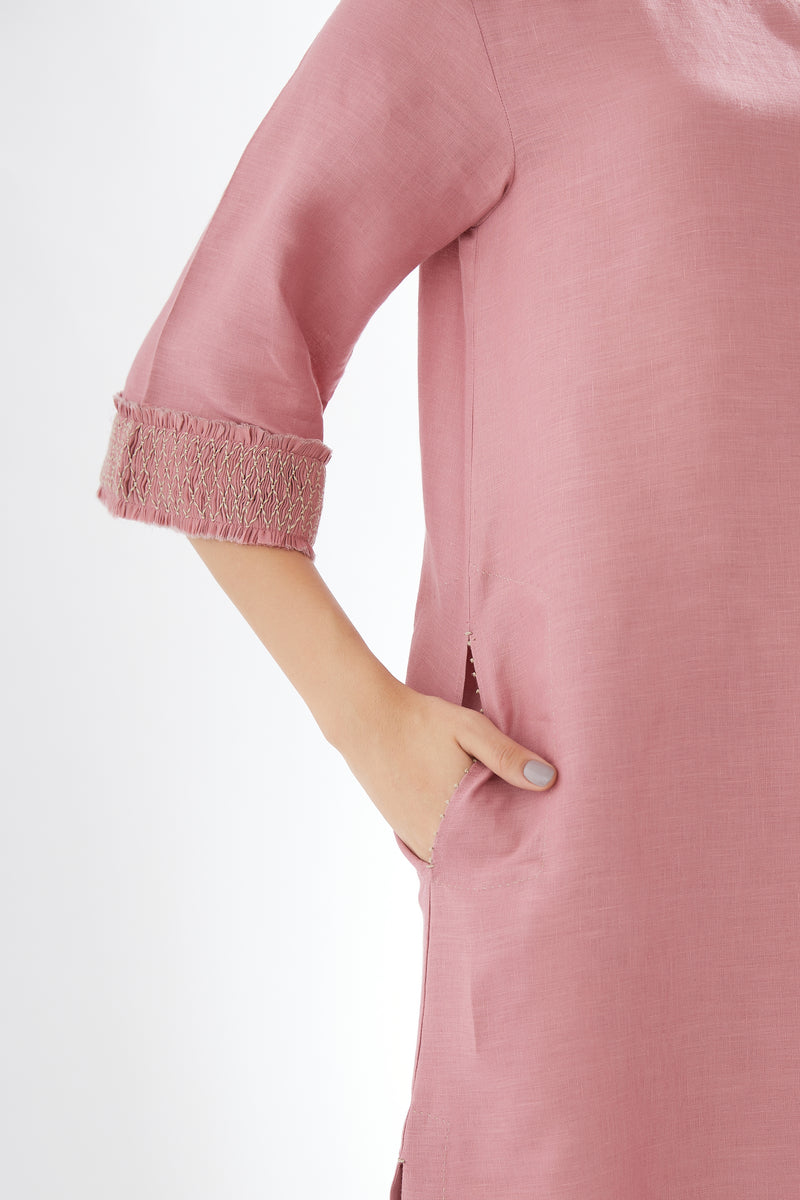 Tunic With Hand Smocked Cuffs With Pants