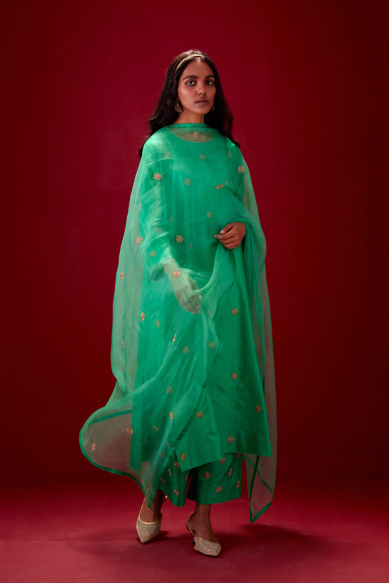 EMBROIDERED TUNIC TROUSER SET