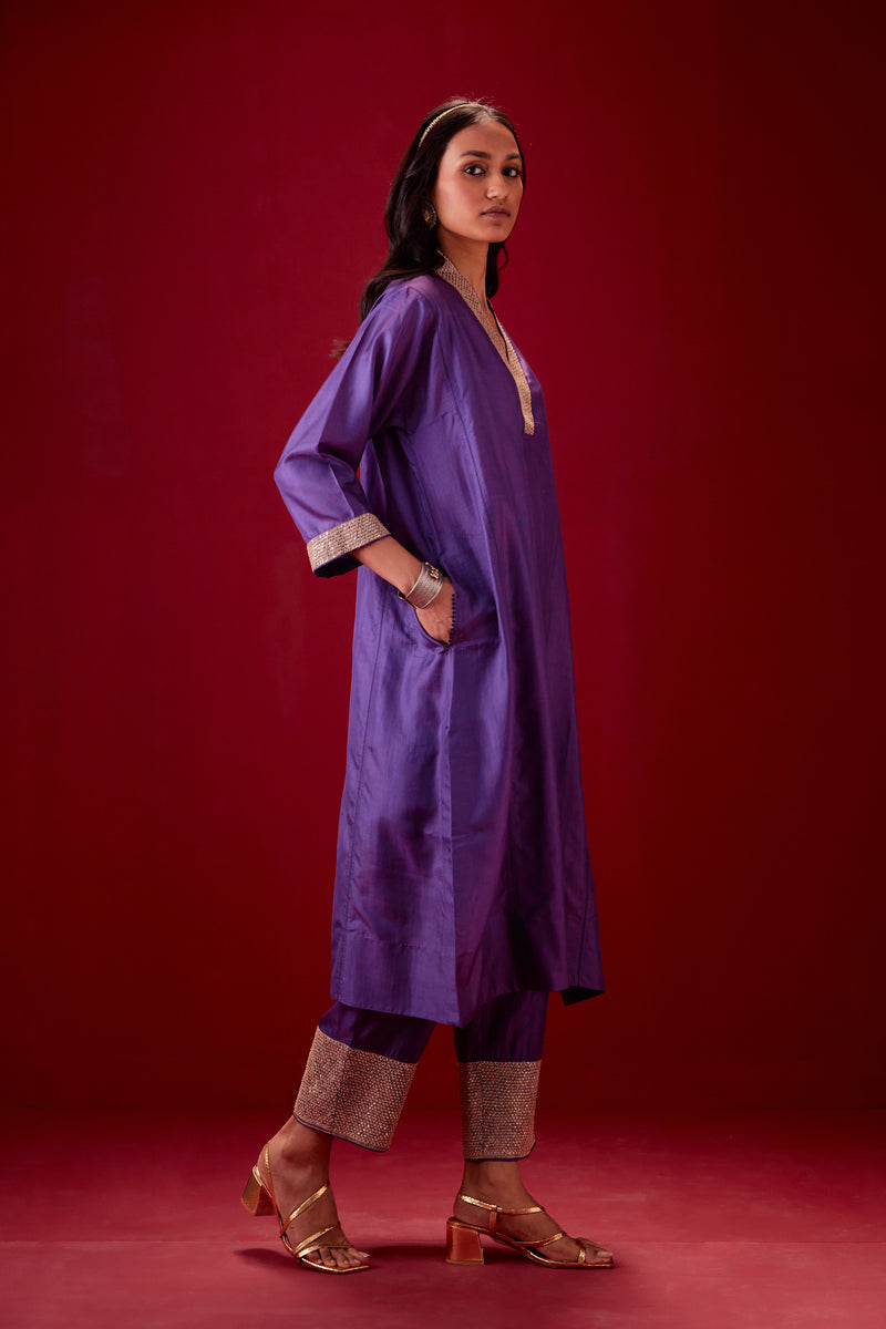 EMBROIDERED TUNIC TROUSER SET