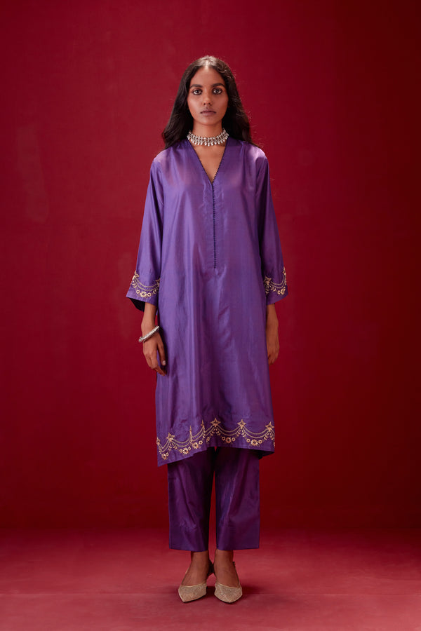 EMBROIDERED TUNIC TROUSER SET